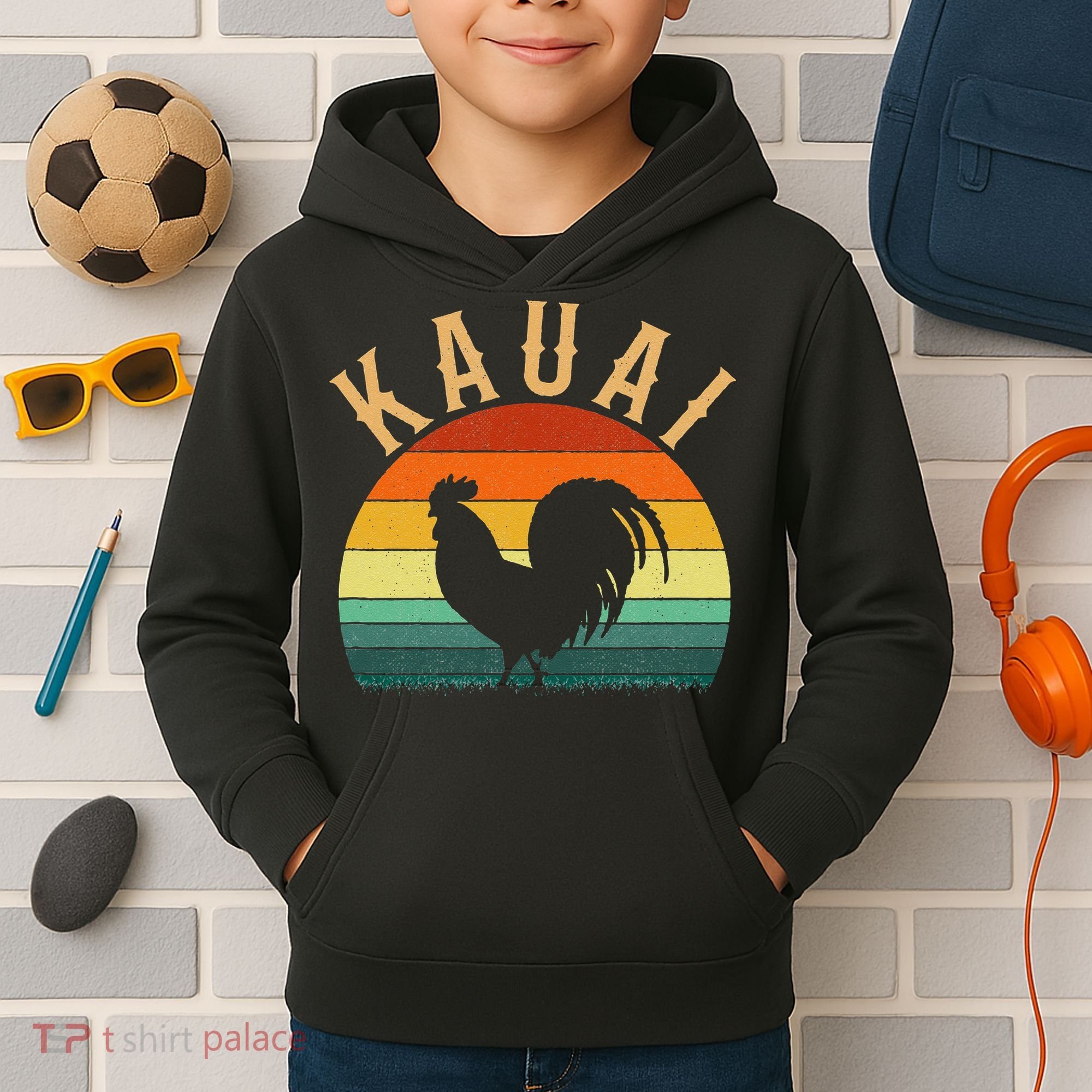 kauai chicken rooster hawaii Kids Hoodie