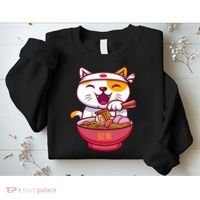 Kawaki Cat Ramen Anime Cartoon Sweatshirt thumb 2