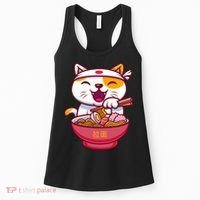 Kawaki Cat Ramen Anime Cartoon Women's Tank Top thumb 0