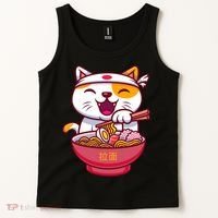 Kawaki Cat Ramen Anime Cartoon Tank Top thumb 2