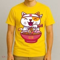 Kawaki Cat Ramen Anime Cartoon T-Shirt thumb 3