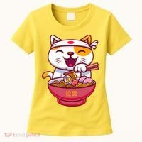 Kawaki Cat Ramen Anime Cartoon Women's T-Shirt thumb 0