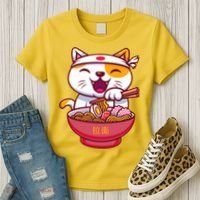 Kawaki Cat Ramen Anime Cartoon Women's T-Shirt thumb 3