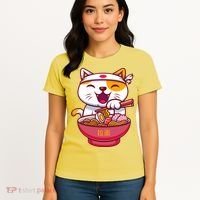 Kawaki Cat Ramen Anime Cartoon Women's T-Shirt thumb 4