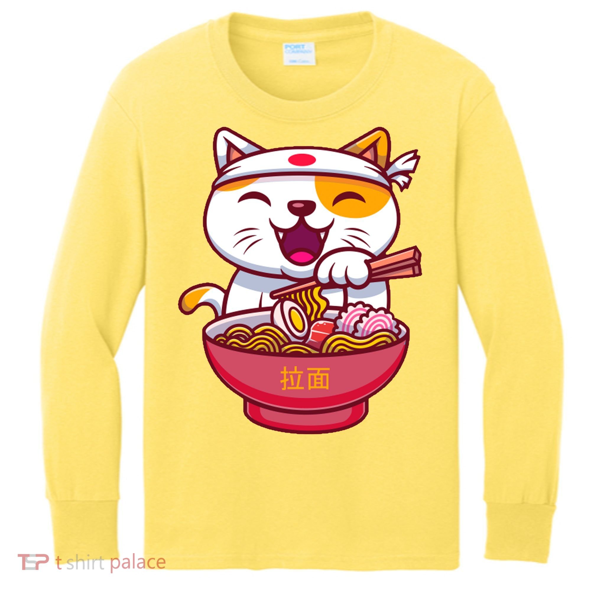 Kawaki Cat Ramen Anime Cartoon Kids Long Sleeve Shirt