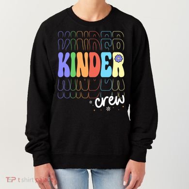 Kinder Crew Retro Groovy Preschool Kindergarten Teacher Cool Gift Women's Sweatshirt