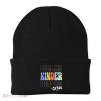Kinder Crew Retro Groovy Preschool Kindergarten Teacher Cool Gift Beanie thumb 0