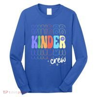 Kinder Crew Retro Groovy Preschool Kindergarten Teacher Cool Gift Long Sleeve Shirt thumb 0