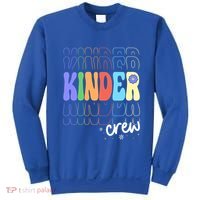 Kinder Crew Retro Groovy Preschool Kindergarten Teacher Cool Gift Sweatshirt thumb 0