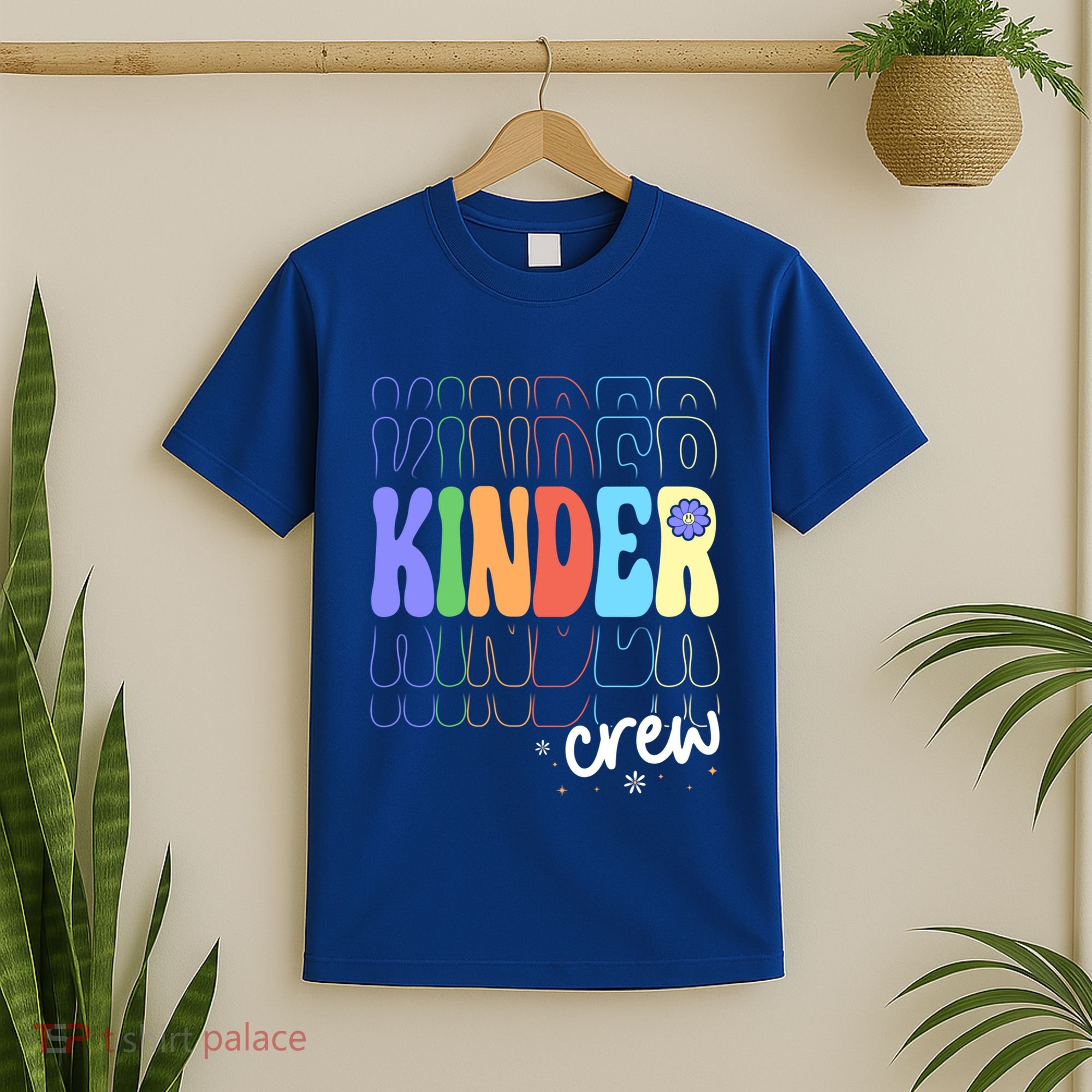 Kinder Crew Retro Groovy Preschool Kindergarten Teacher Cool Gift T-Shirt