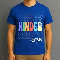 Kinder Crew Retro Groovy Preschool Kindergarten Teacher Cool Gift T-Shirt thumb 3