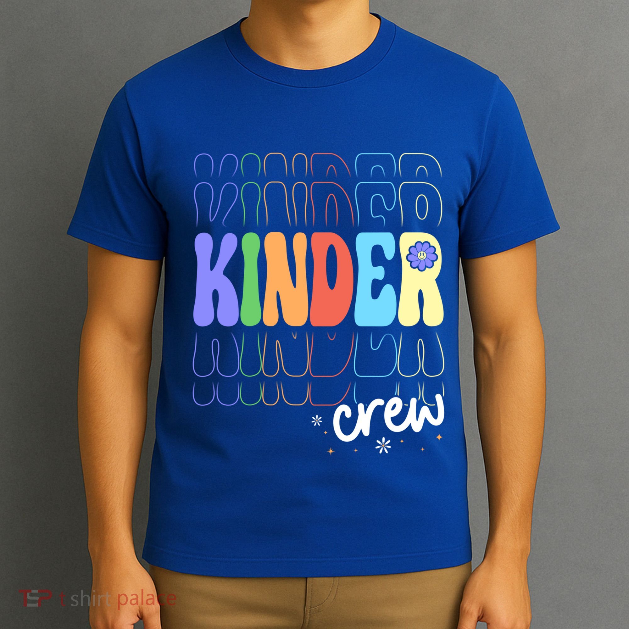 Kinder Crew Retro Groovy Preschool Kindergarten Teacher Cool Gift T-Shirt
