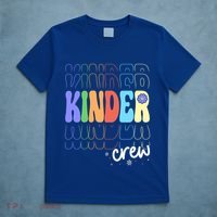 Kinder Crew Retro Groovy Preschool Kindergarten Teacher Cool Gift T-Shirt thumb 5