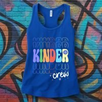 Kinder Crew Retro Groovy Preschool Kindergarten Teacher Cool Gift Women's Tank Top thumb 3