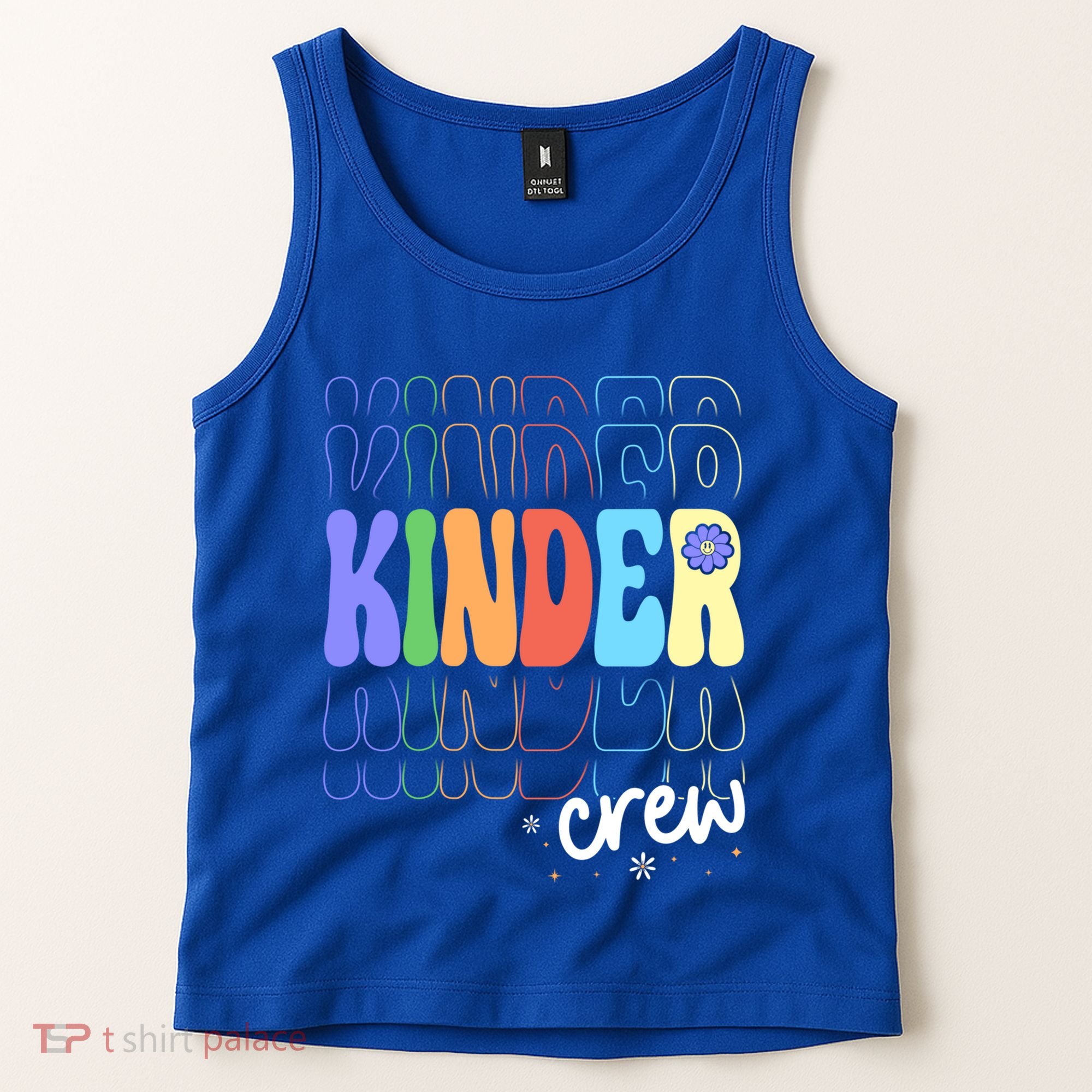 Kinder Crew Retro Groovy Preschool Kindergarten Teacher Cool Gift Tank Top
