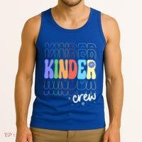 Kinder Crew Retro Groovy Preschool Kindergarten Teacher Cool Gift Tank Top thumb 3