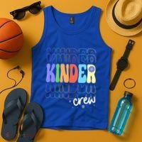 Kinder Crew Retro Groovy Preschool Kindergarten Teacher Cool Gift Tank Top thumb 4