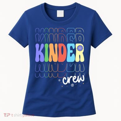 Kinder Crew Retro Groovy Preschool Kindergarten Teacher Cool Gift Women's T-Shirt
