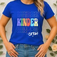 Kinder Crew Retro Groovy Preschool Kindergarten Teacher Cool Gift Women's T-Shirt thumb 2