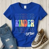 Kinder Crew Retro Groovy Preschool Kindergarten Teacher Cool Gift Women's T-Shirt thumb 3