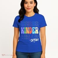 Kinder Crew Retro Groovy Preschool Kindergarten Teacher Cool Gift Women's T-Shirt thumb 4