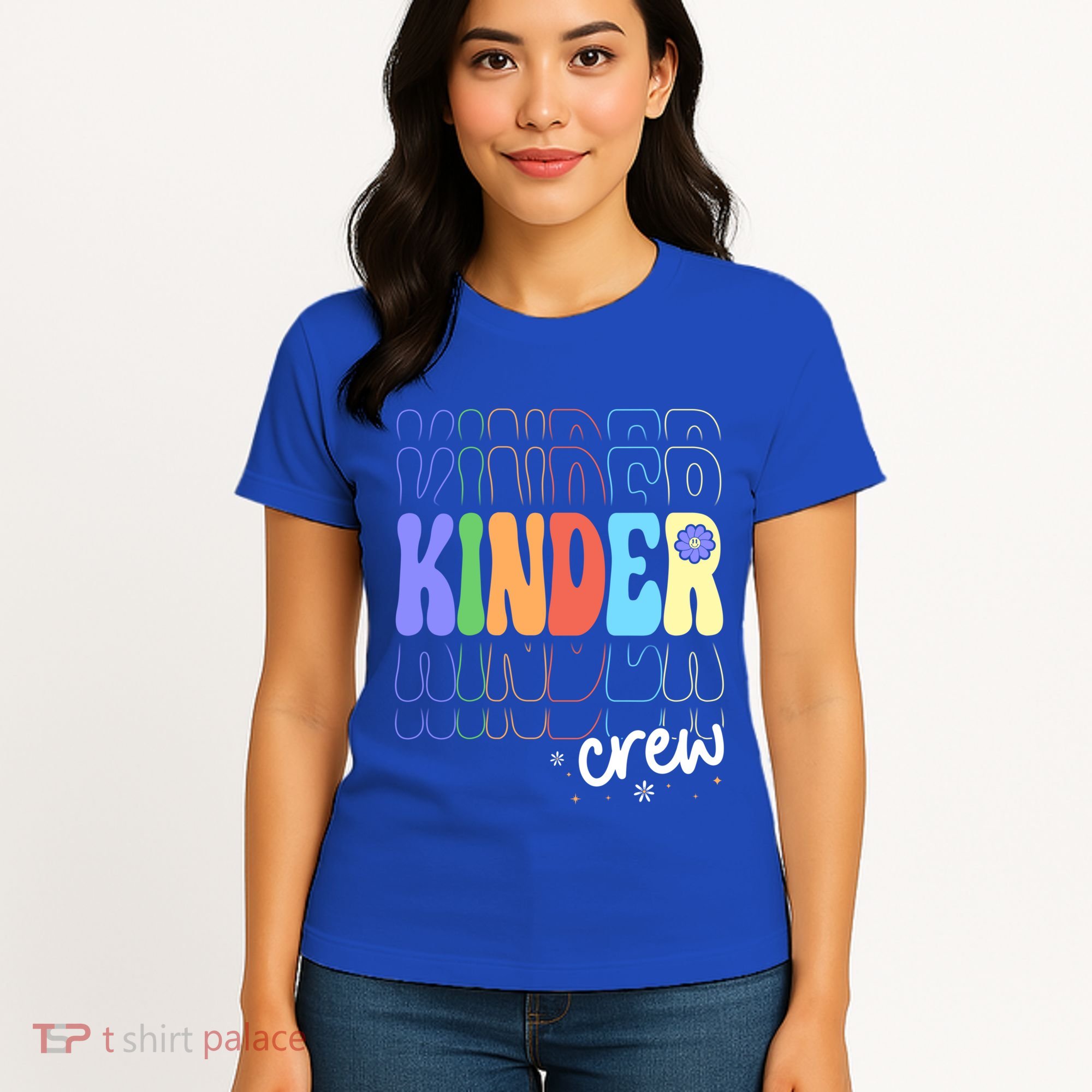 Kinder Crew Retro Groovy Preschool Kindergarten Teacher Cool Gift Women's T-Shirt