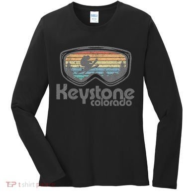 Keystone Colorado Ski Mountain Skiing Retro Vacation Gift Women's Long Sleeve Shirt