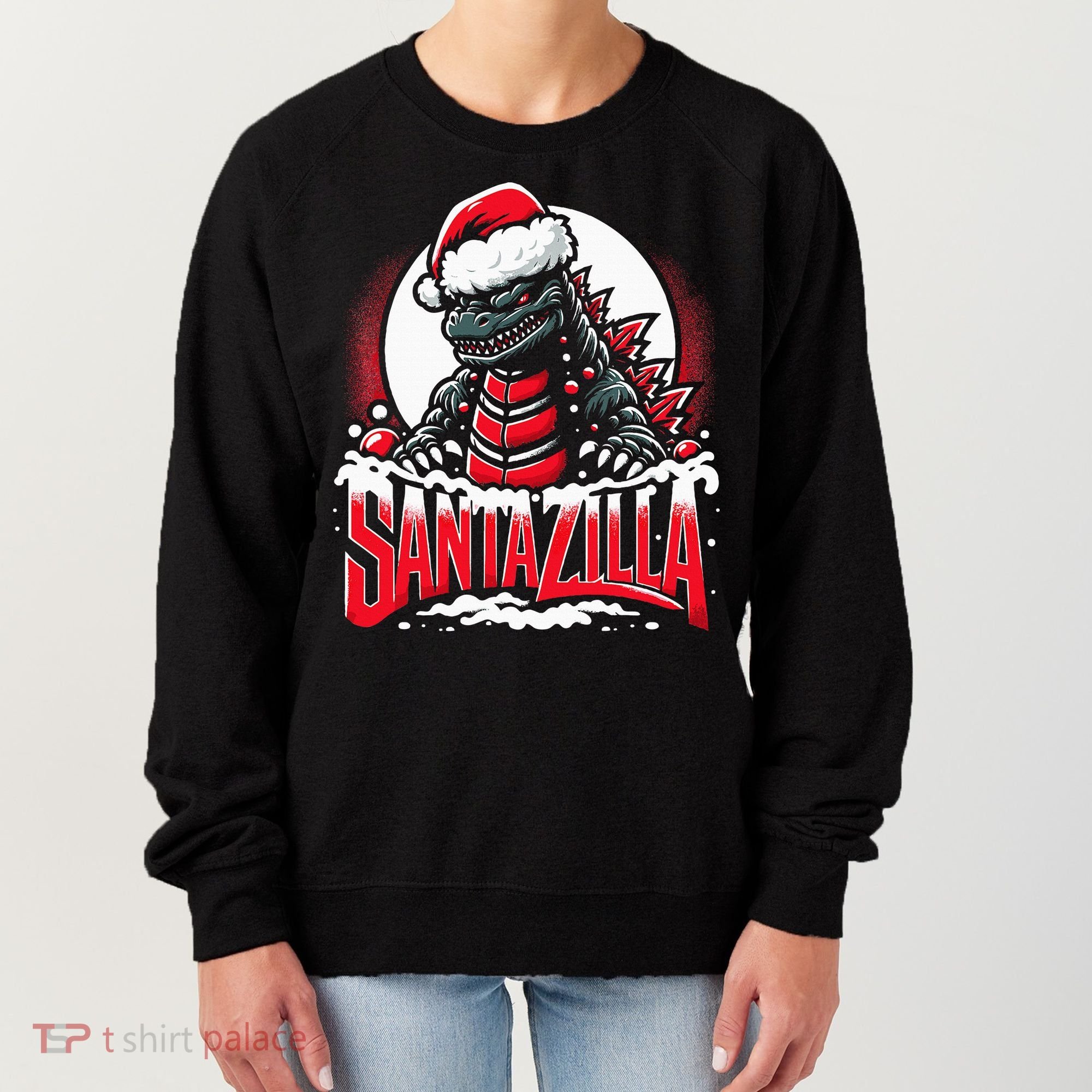 Kaiju Christmas Santazilla Japanese Monster Dinosaur Women's Sweatshirt
