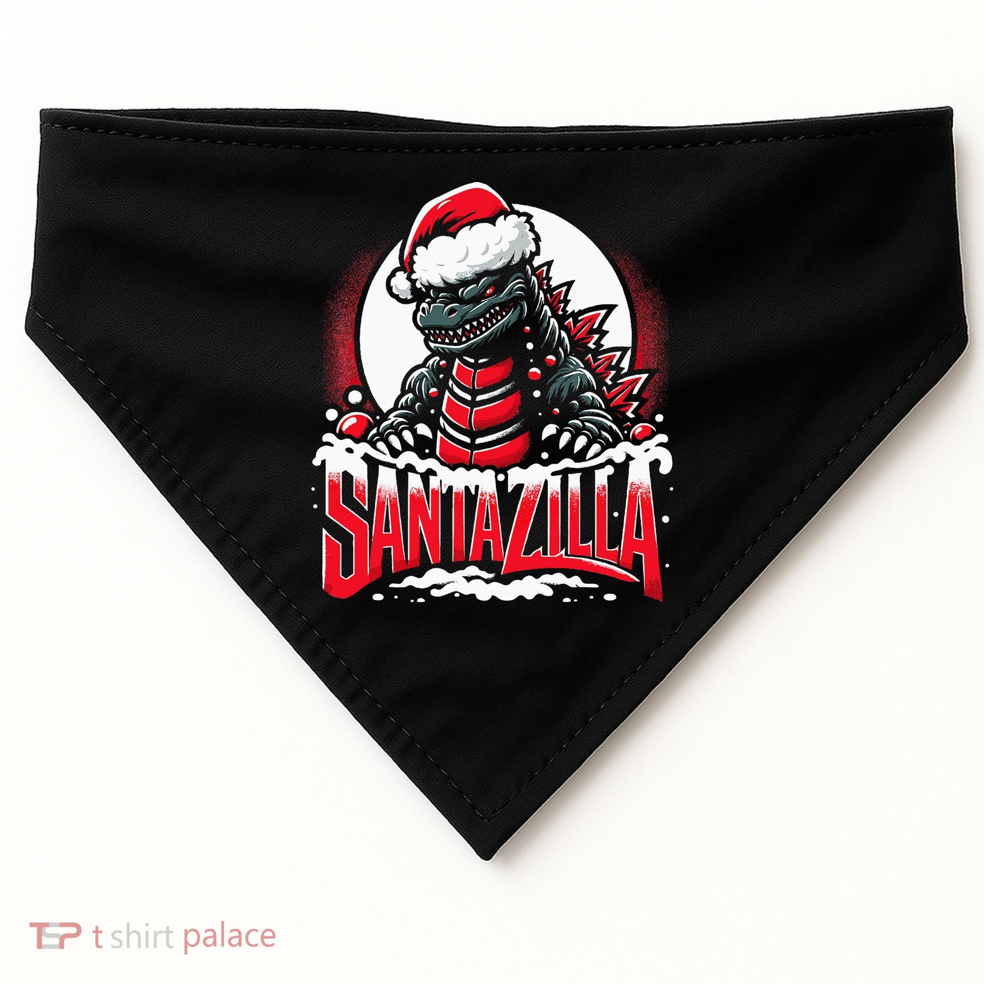 Kaiju Christmas Santazilla Japanese Monster Dinosaur USA-Made Doggie Bandana