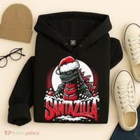 Kaiju Christmas Santazilla Japanese Monster Dinosaur Hoodie thumb 4
