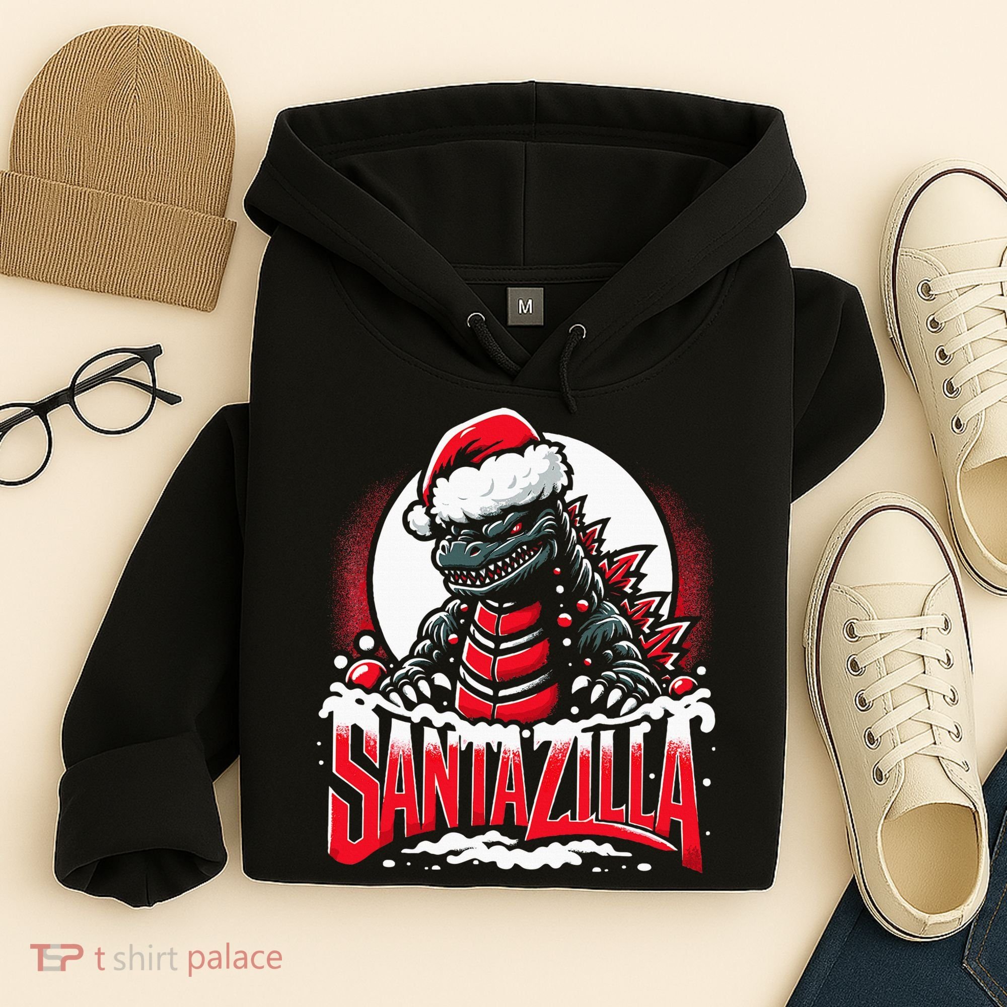 Kaiju Christmas Santazilla Japanese Monster Dinosaur Hoodie