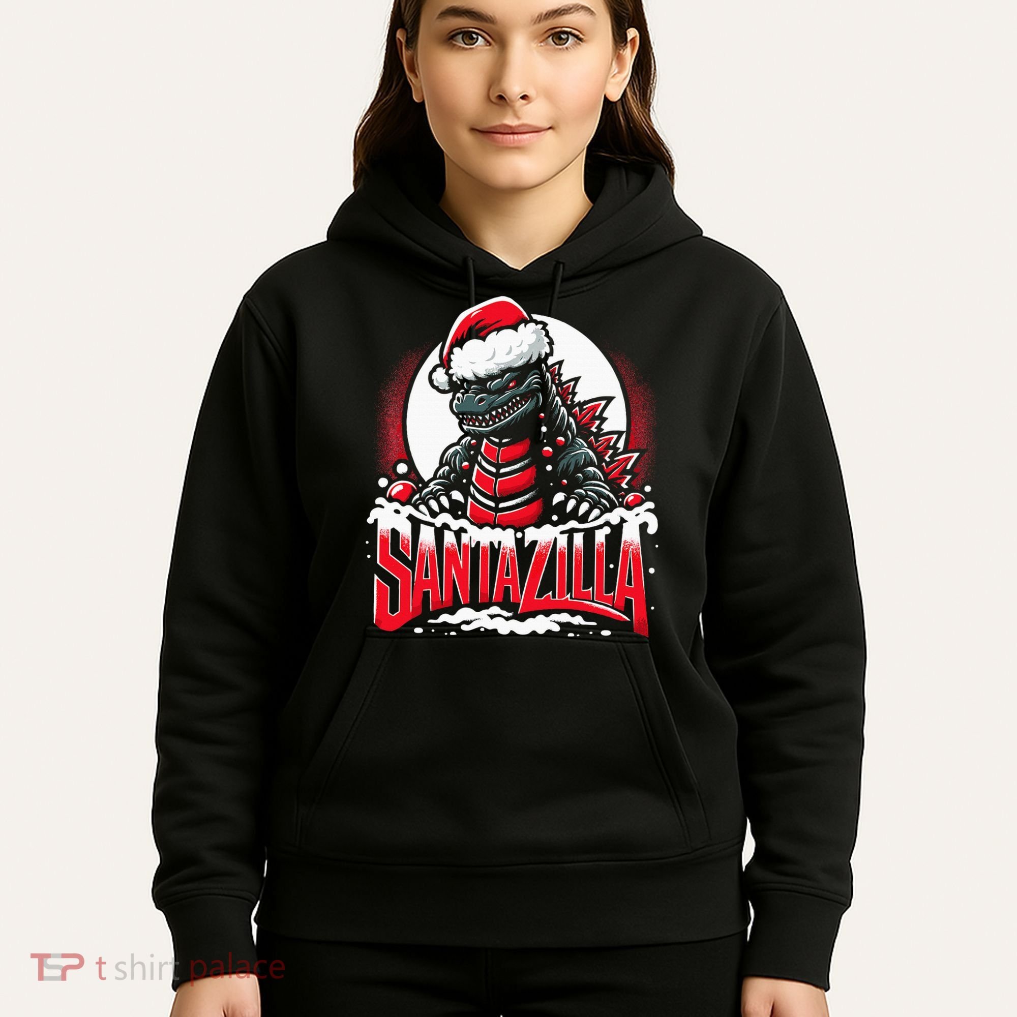 Kaiju Christmas Santazilla Japanese Monster Dinosaur Hoodie