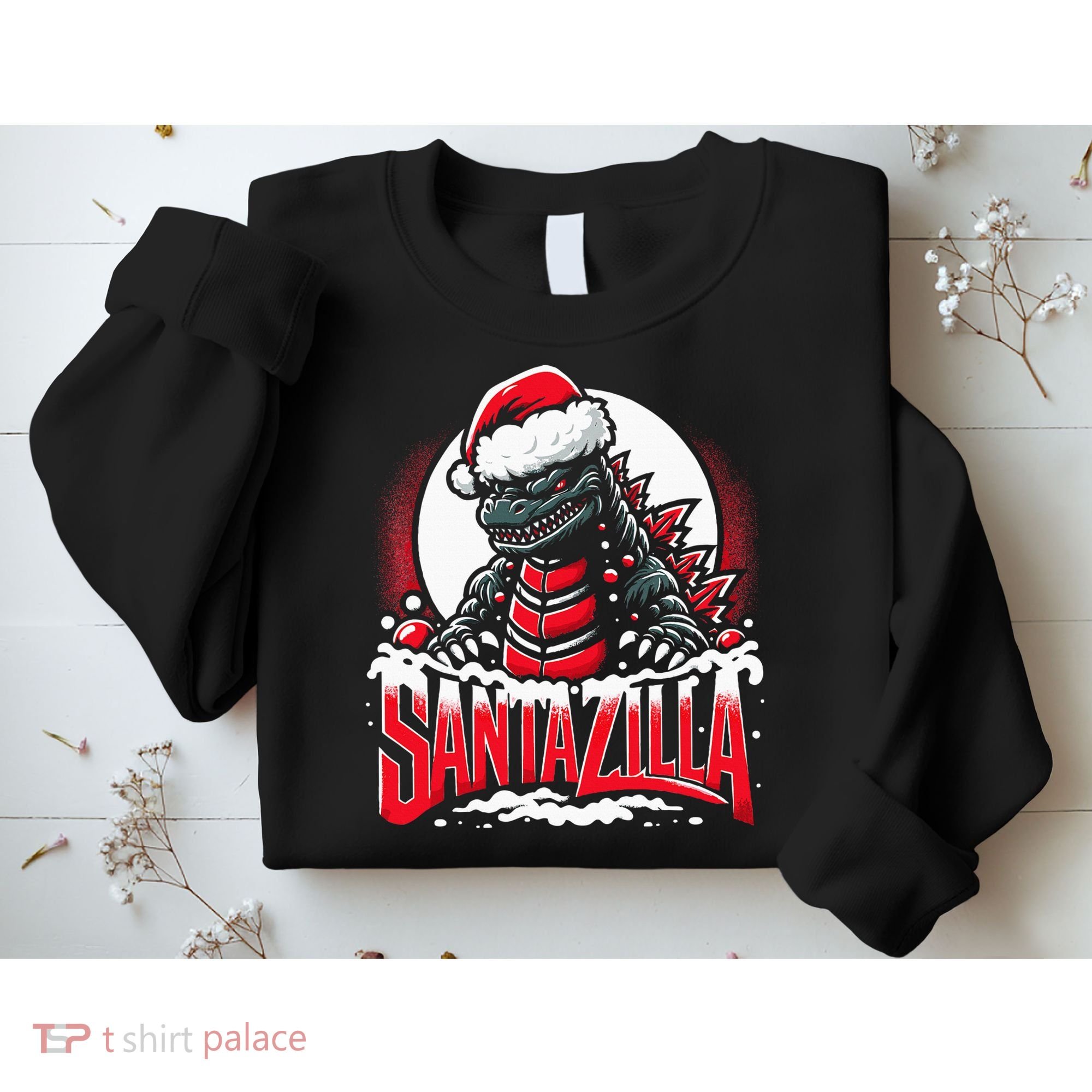 Kaiju Christmas Santazilla Japanese Monster Dinosaur Sweatshirt