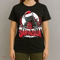 Kaiju Christmas Santazilla Japanese Monster Dinosaur T-Shirt thumb 4