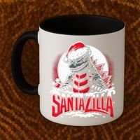 Kaiju Christmas Santazilla Japanese Monster Dinosaur Coffee Mug thumb 2