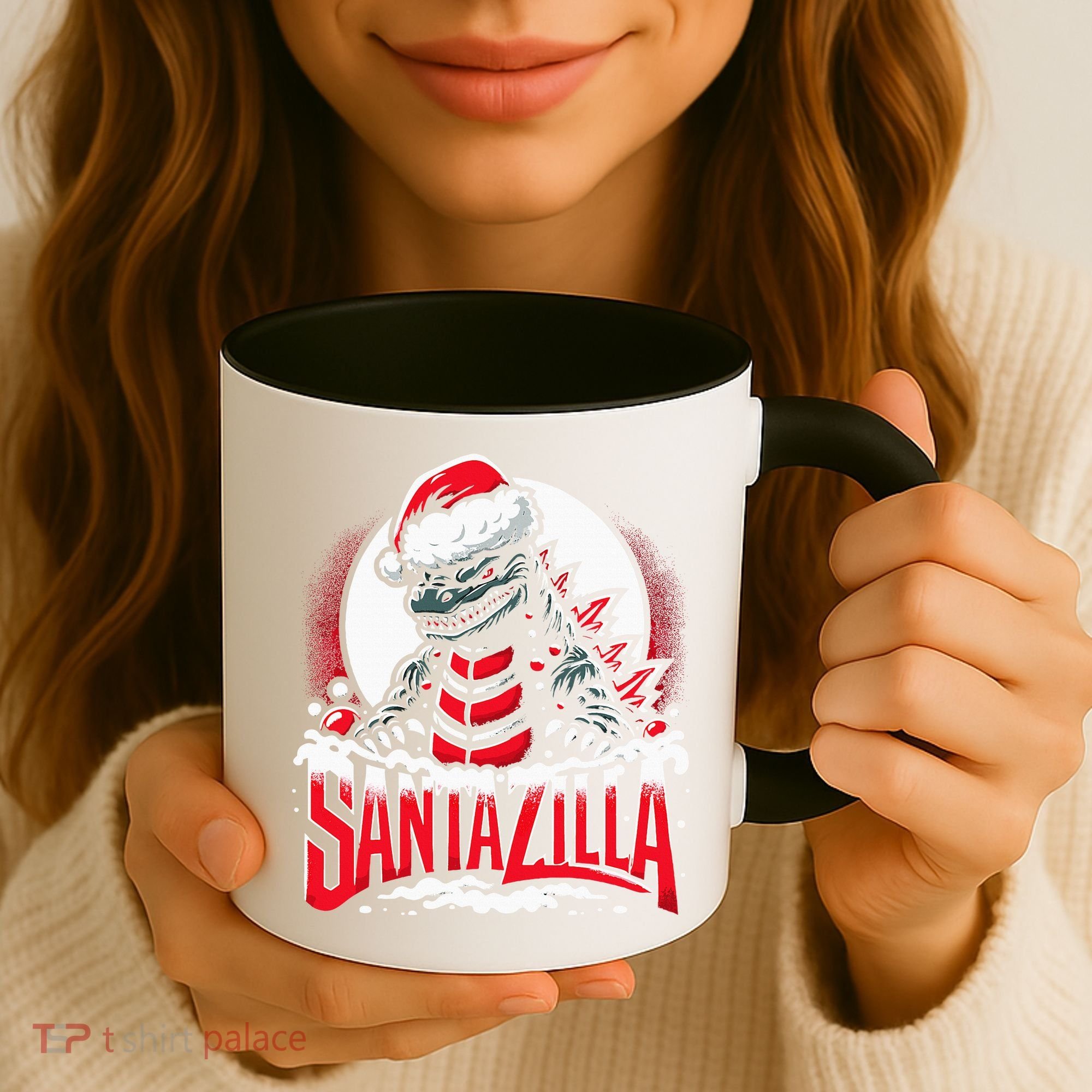 Kaiju Christmas Santazilla Japanese Monster Dinosaur Coffee Mug