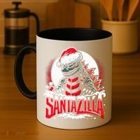 Kaiju Christmas Santazilla Japanese Monster Dinosaur Coffee Mug thumb 4
