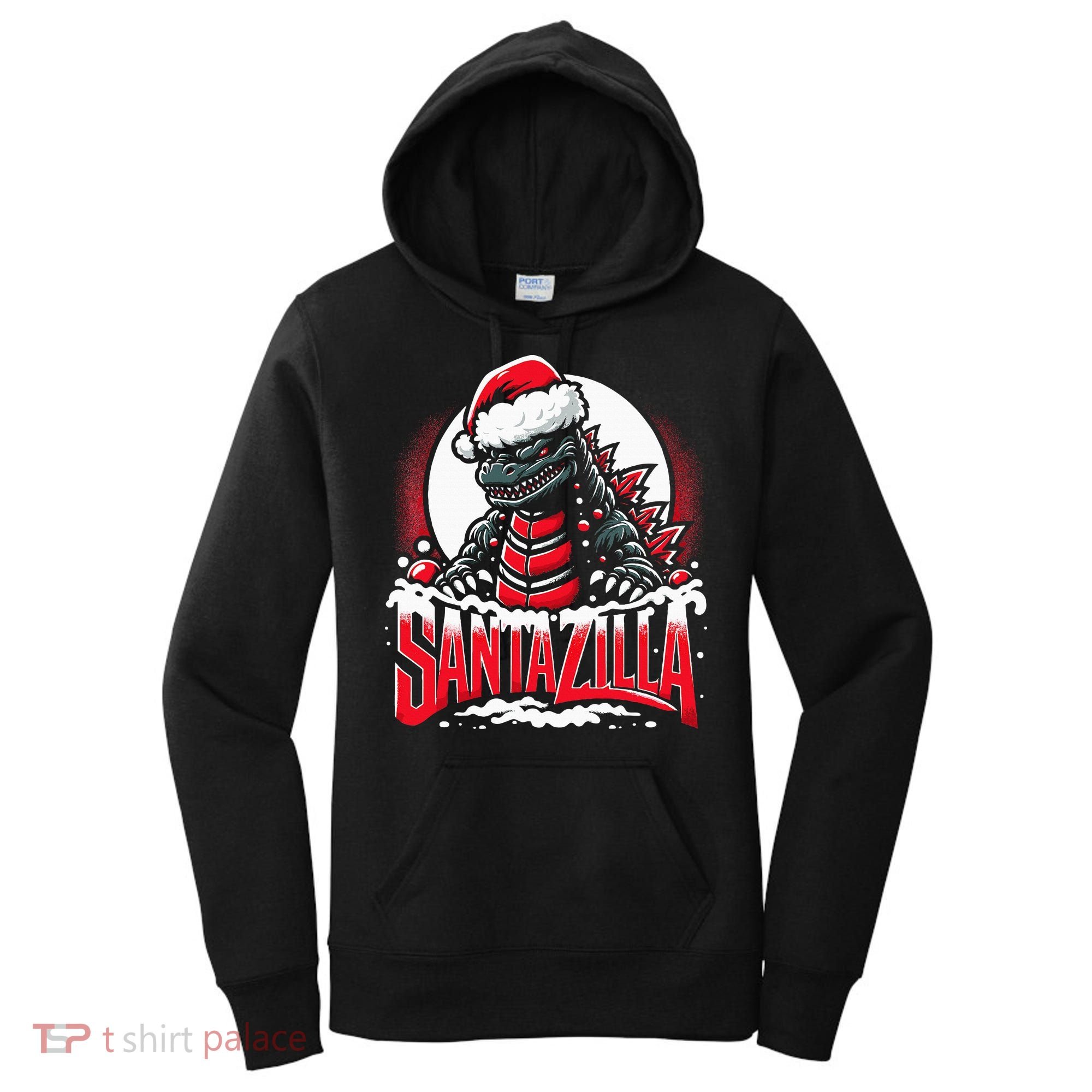Kaiju Christmas Santazilla Japanese Monster Dinosaur Women's Hoodie