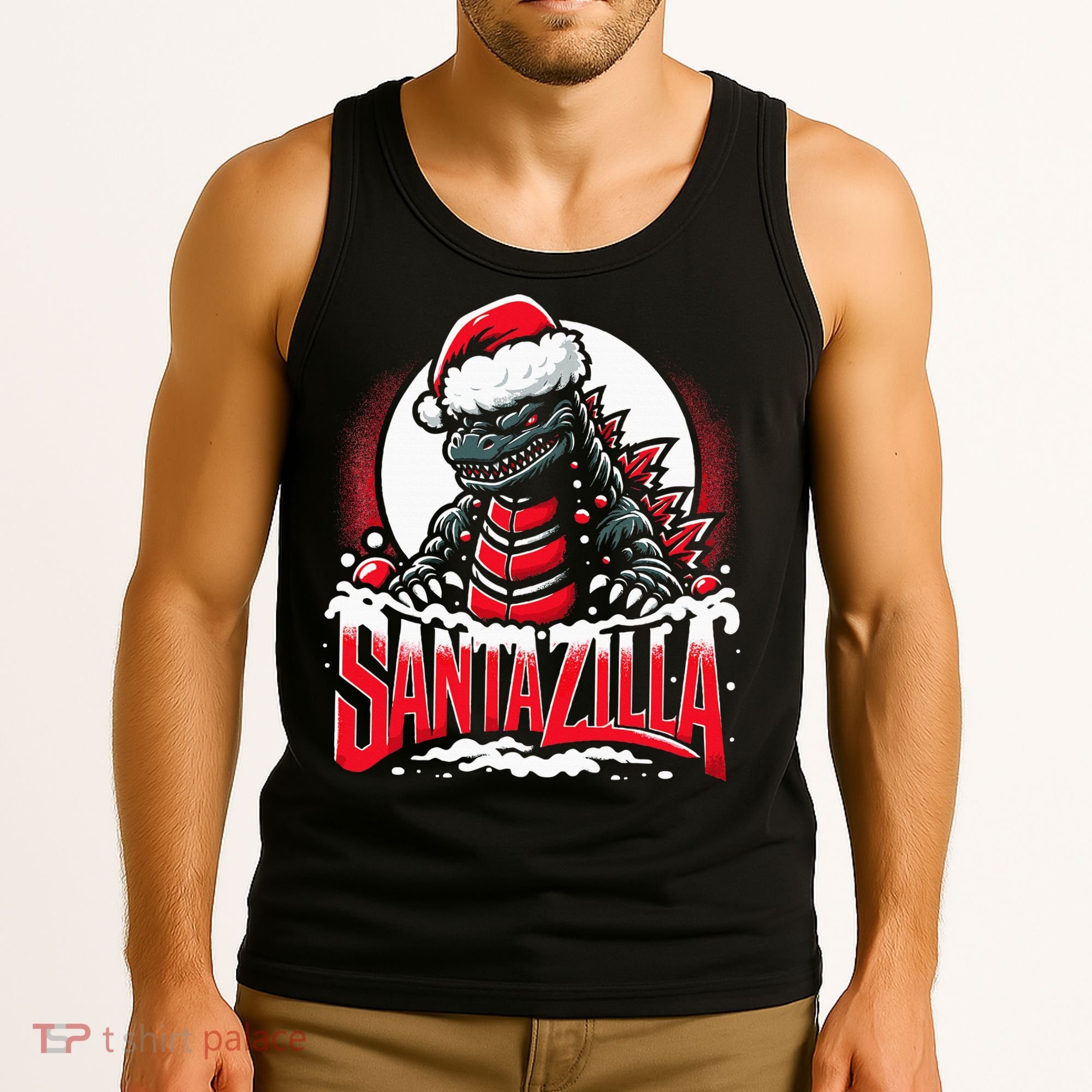 Kaiju Christmas Santazilla Japanese Monster Dinosaur Tank Top
