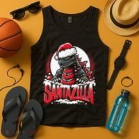 Kaiju Christmas Santazilla Japanese Monster Dinosaur Tank Top thumb 4