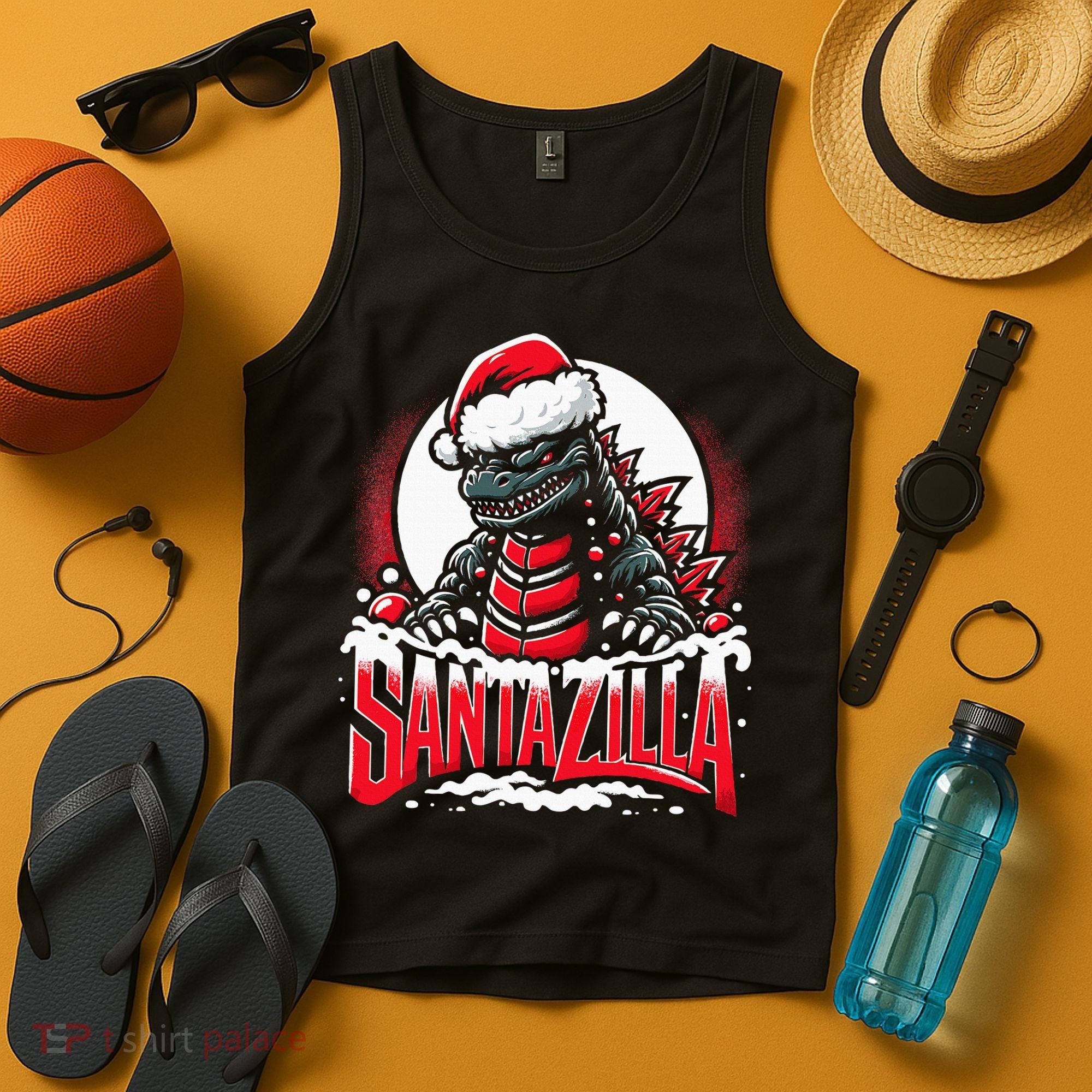Kaiju Christmas Santazilla Japanese Monster Dinosaur Tank Top