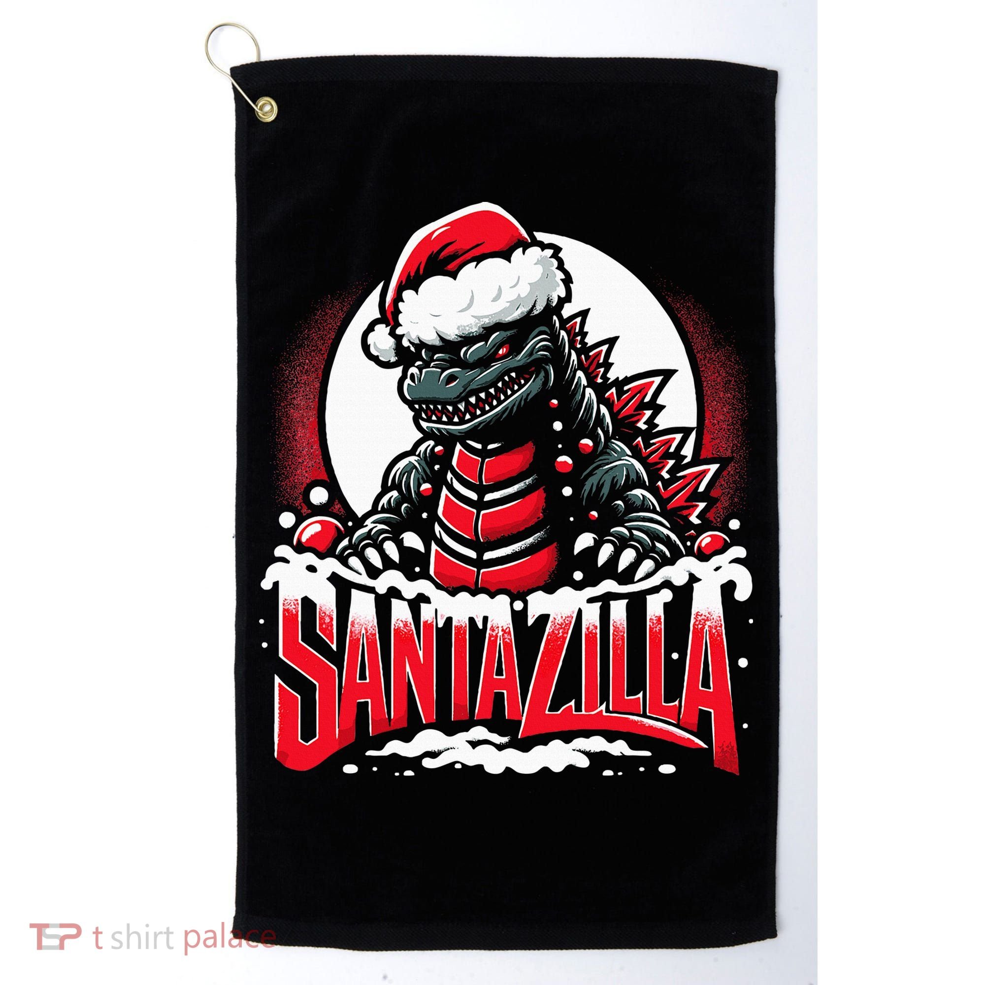 Kaiju Christmas Santazilla Japanese Monster Dinosaur Golf Towel