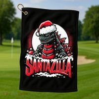 Kaiju Christmas Santazilla Japanese Monster Dinosaur Golf Towel thumb 1