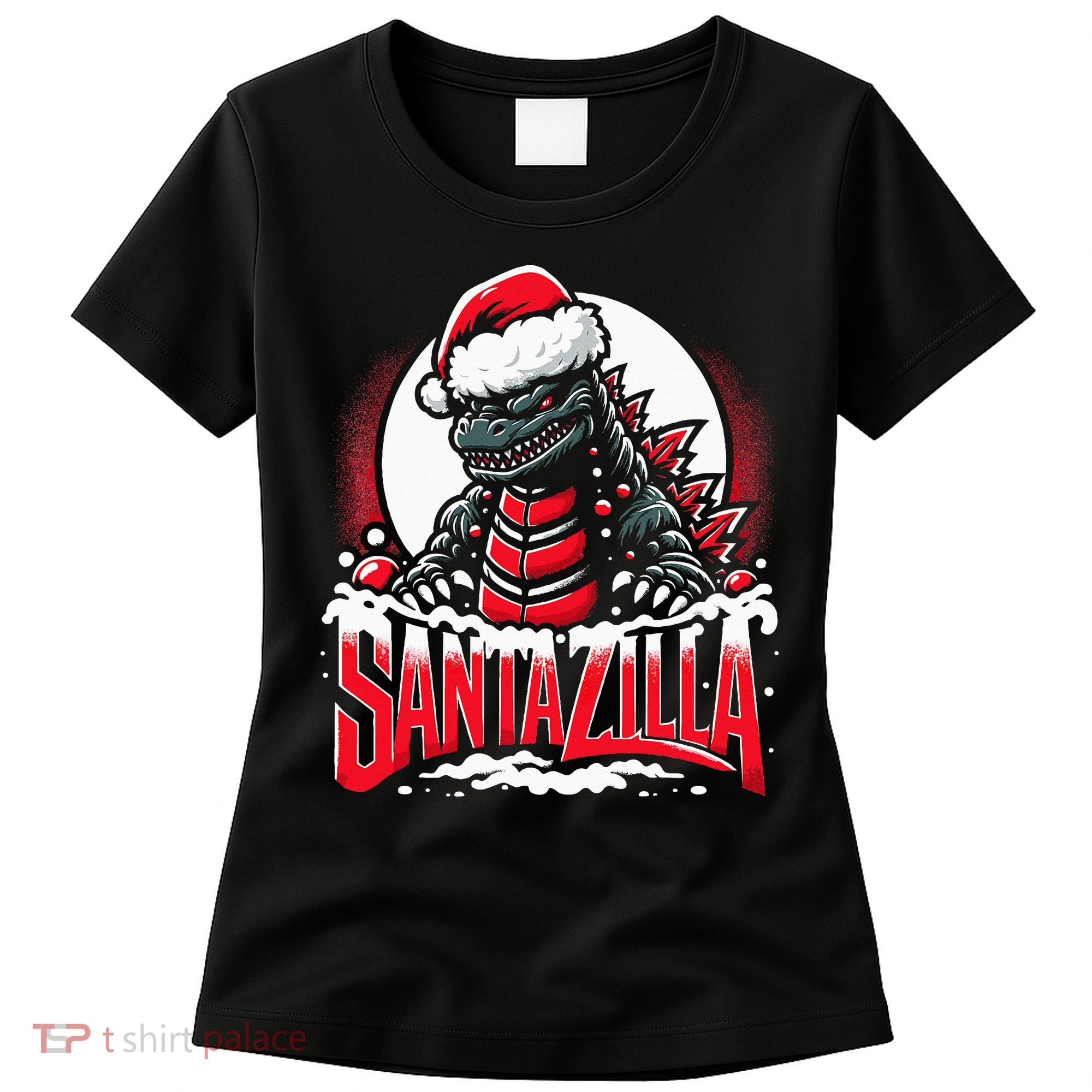 Kaiju Christmas Santazilla Japanese Monster Dinosaur Women's T-Shirt