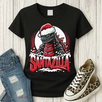 Kaiju Christmas Santazilla Japanese Monster Dinosaur Women's T-Shirt thumb 3
