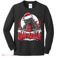 Kaiju Christmas Santazilla Japanese Monster Dinosaur Kids Long Sleeve Shirt thumb 0