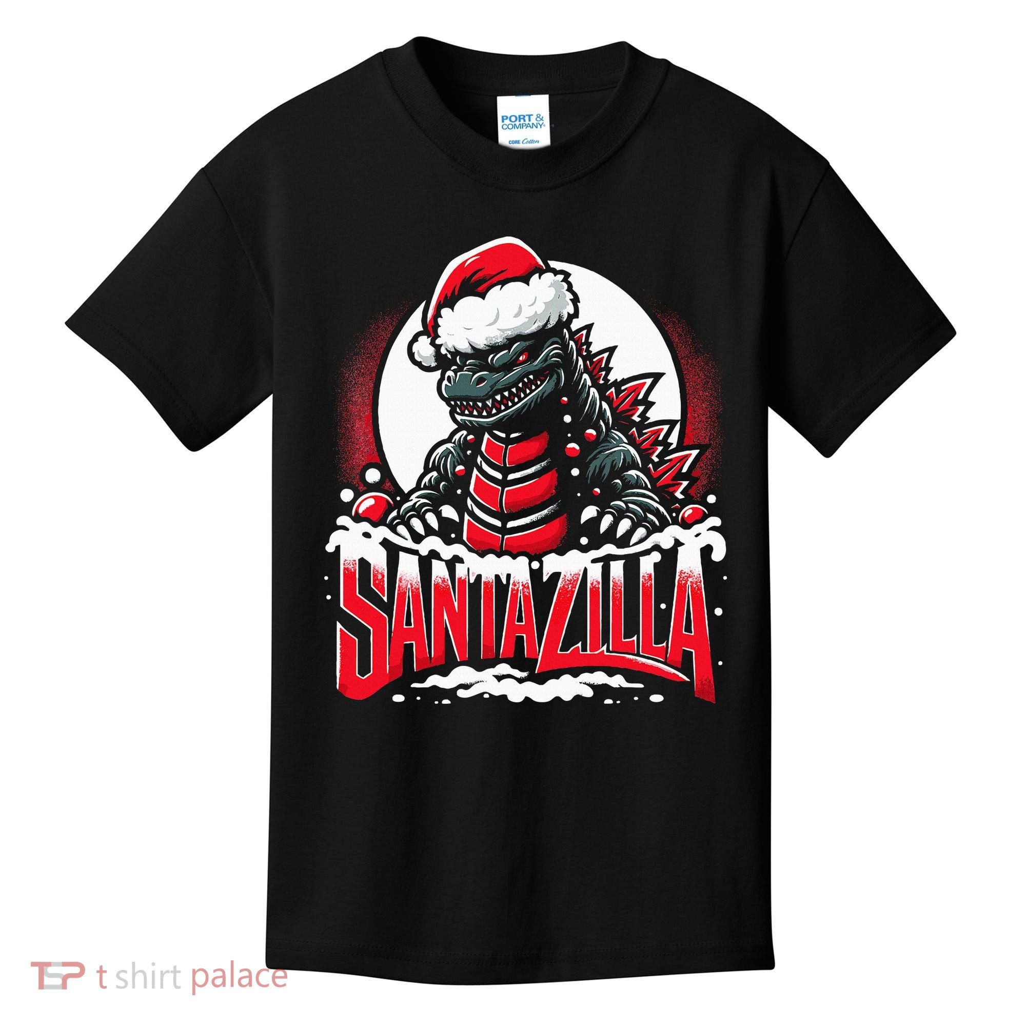 Kaiju Christmas Santazilla Japanese Monster Dinosaur Kids T-Shirt