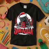 Kaiju Christmas Santazilla Japanese Monster Dinosaur Kids T-Shirt thumb 3