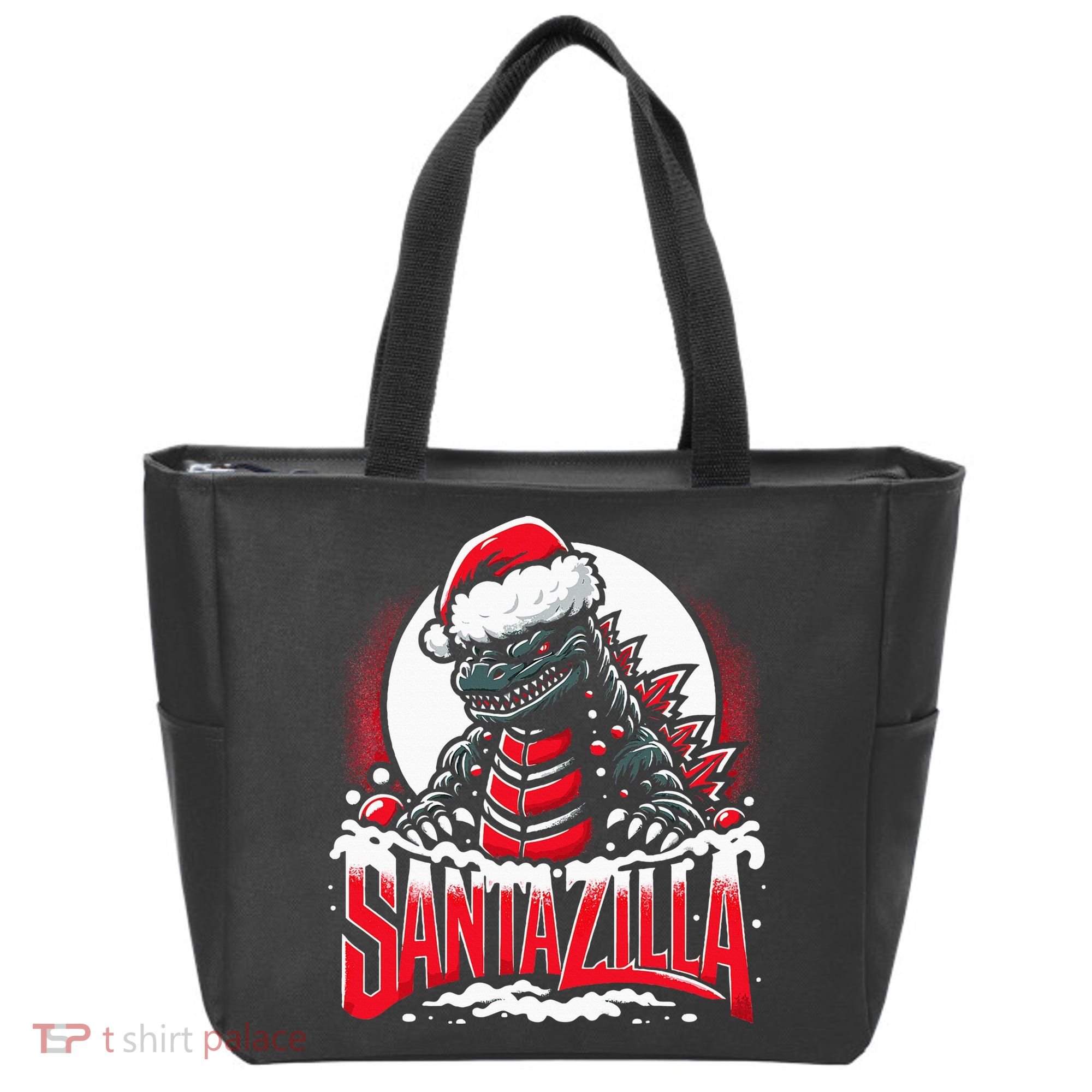 Kaiju Christmas Santazilla Japanese Monster Dinosaur Tote Bag