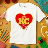 Kansas City Strong Football Heart Awareness Kids T-Shirt thumb 3